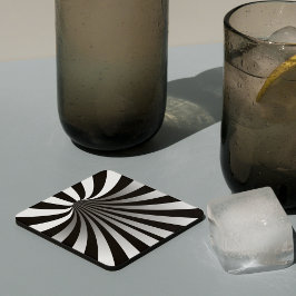 催眠光幻覚渦ブラックスクエア コースター