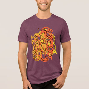 催眠性の非晶性空想的モダン溝 トライブレンドTシャツ