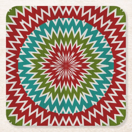 催眠性のmandalaic花 スクエアペーパーコースター (正面)