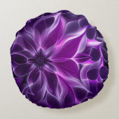 催眠性フラクタル深い紫色の花 ラウンドクッション (裏面)