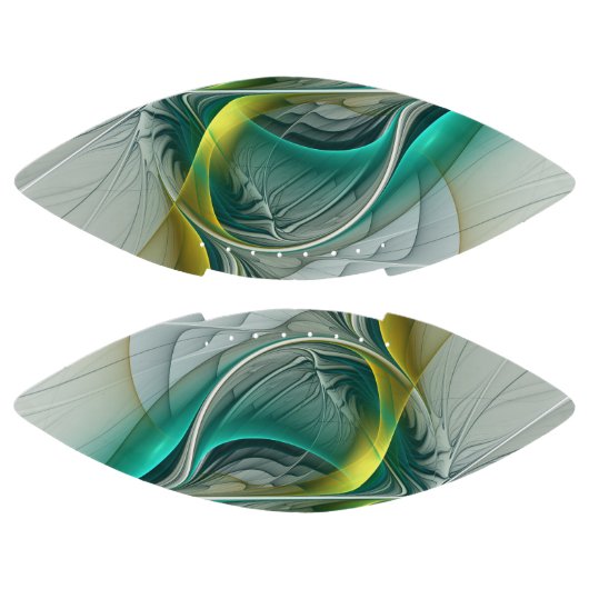 催眠抽象芸術ゴールデンターコイズティール（緑がかった色）フラクタル アメリカンフットボール (パネル)