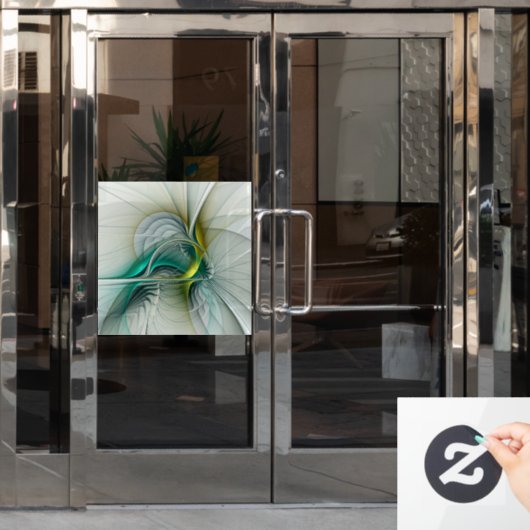 催眠抽象芸術ゴールデンターコイズティール(緑がかった色)フラクタル ウィンドウサイン (オフィスドア)