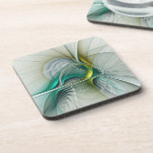 催眠抽象芸術ゴールデンターコイズティール（緑がかった色）フラクタル コースター (左側)