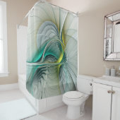 催眠抽象芸術ゴールデンターコイズティール（緑がかった色）フラクタル シャワーカーテン (インサイチュ)