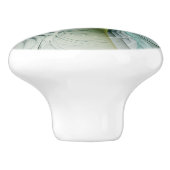 催眠抽象芸術ゴールデンターコイズティール（緑がかった色）フラクタル セラミックノブ (側面)