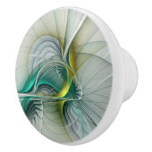 催眠抽象芸術ゴールデンターコイズティール（緑がかった色）フラクタル セラミックノブ (右)