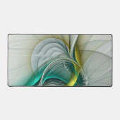 催眠抽象芸術ゴールデンターコイズティール（緑がかった色）フラクタル デスクマット (正面)