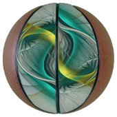 催眠抽象芸術ゴールデンターコイズティール（緑がかった色）フラクタル バスケットボール (縦)