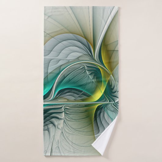 催眠抽象芸術ゴールデンターコイズティール（緑がかった色）フラクタル バスタオル (バスタオル)