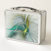 催眠抽象芸術ゴールデンターコイズティール（緑がかった色）フラクタル メタルランチボックス (正面)