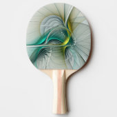 催眠抽象芸術ゴールデンターコイズティール（緑がかった色）フラクタル 卓球ラケット (裏面)