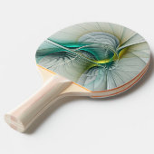 催眠抽象芸術ゴールデンターコイズティール（緑がかった色）フラクタル 卓球ラケット (正面アングル)