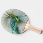 催眠抽象芸術ゴールデンターコイズティール（緑がかった色）フラクタル 卓球ラケット (横)