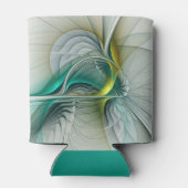 催眠抽象芸術ゴールデンターコイズティール（緑がかった色）フラクタル 缶クーラー (裏面)