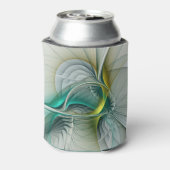 催眠抽象芸術ゴールデンターコイズティール（緑がかった色）フラクタル 缶クーラー (缶裏面)