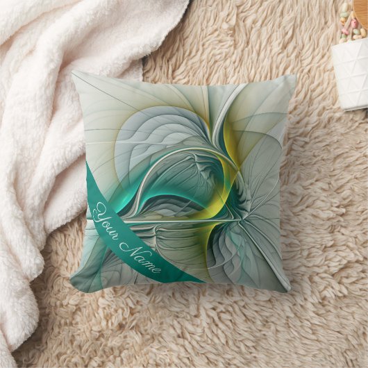 催眠抽象芸術ゴールデンターコイズティール(緑がかった色)名 クッション (ブランケット)