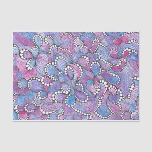 催眠抽象芸術手描き紫の渦巻オーガニックき 薄葉紙 (正面)