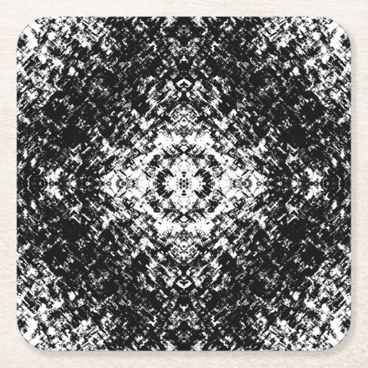 催眠抽象芸術白黒アーモダント スクエアペーパーコースター (正面)