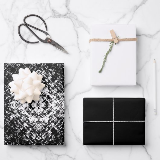 催眠抽象芸術白黒アーモダント ラッピングペーパーシート (正面)