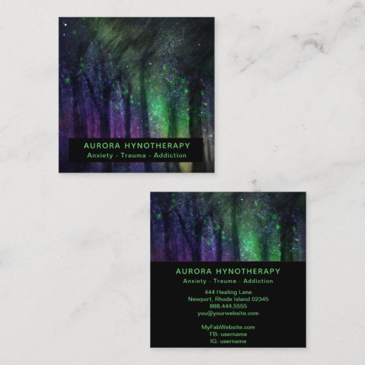 *~*催眠療法催眠カウンセラーセラピスト スクエア名刺 (正面/裏面)