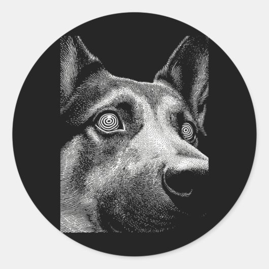 催眠的なジャーマンシェパード 不思議な目 ウイードコア ラウンドシール (正面)