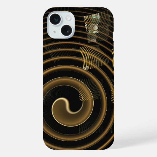 催眠的な金の波 モダン抽象芸術 iPhoneケース (裏面)