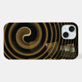 催眠的な金の波 モダン抽象芸術 iPhoneケース (裏面横)