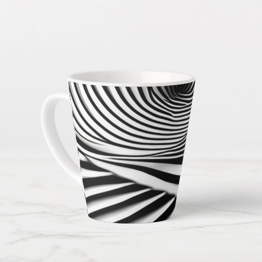 催眠術の黒白スパイラルイリュージョンアート カフェラテマグ (左アングル)
