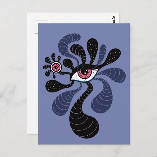 催眠術サイケデリックアート不気味二重ピンク目 ポストカード (正面/裏面)