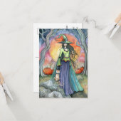 傲慢な魔女のハロウィンポストカード カード (正面/裏面インサイチュ)