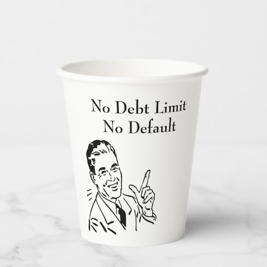 債務上限なし、デフォルトもなし 紙コップ (正面)