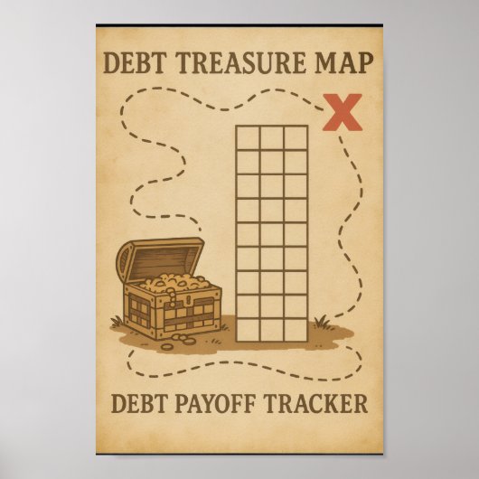 債務宝マップペイオフトラッカーゲームヴィンテージ ポスター (正面)