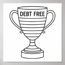 債務自由トロフィーカップトラッカーブラック&ホワイト