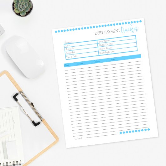 債務追跡者の並んだ文房具紙 |ベビーブルー