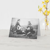 傷ついたナースを世話する男 カード (黄色い花)