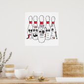 傷ついたボーリングピンの漫画 ポスター (キッチン)