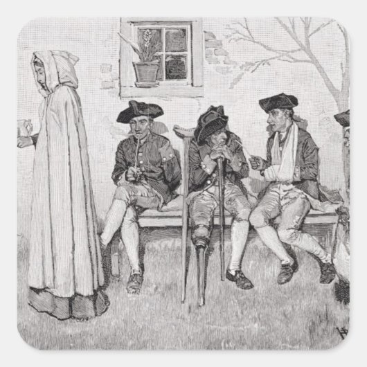 傷ついた兵士たちは壁に沿って座っていた』 スクエアシール (正面)