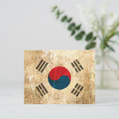 傷ついた擦り切れたヴィンテージ韓国国旗 ポストカード (スタンド正面)