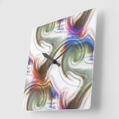 傷つき不透明な金属音と緑のスパイラルの混乱 スクエア壁時計 (傾斜)