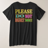 「傷つけないでくれ！」 かわいいデザイン。買今 プラスサイズTシャツ (デザイン裏面)