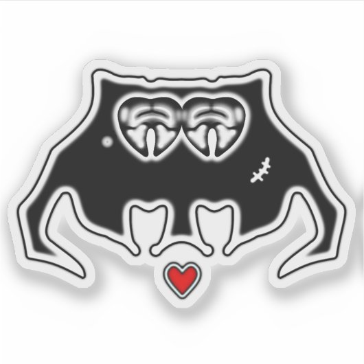 傷とハートのあるクールなモンスターのキャラクター シール (正面)