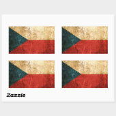 傷と擦り切れたヴィンテージチェコ国旗 長方形シール (シート)