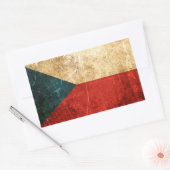 傷と擦り切れたヴィンテージチェコ国旗 長方形シール (封筒)