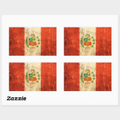 傷と擦り切れたヴィンテージペルー国旗 長方形シール (シート)