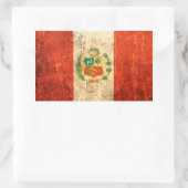 傷と擦り切れたヴィンテージペルー国旗 長方形シール (バッグ)