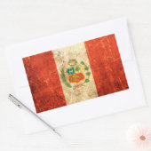 傷と擦り切れたヴィンテージペルー国旗 長方形シール (封筒)