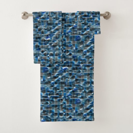 傷のあるバーチャル灰色の青い素朴なセラミックタイル バスタオルセット (インサイチュ)