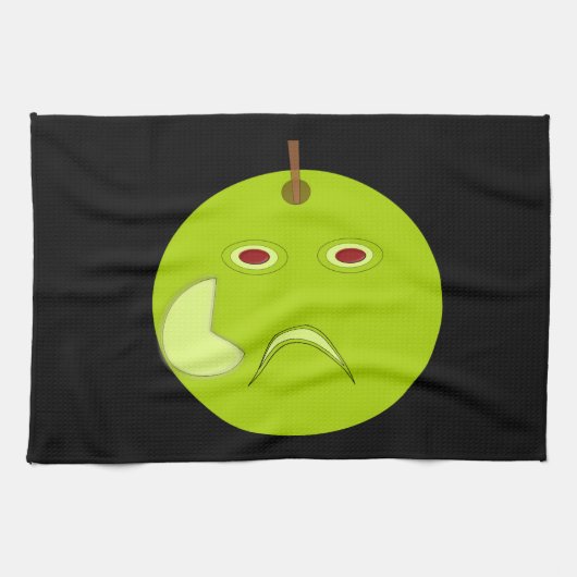 傷のある悪魔のアップル ハロウィン キッチンタオル (横)
