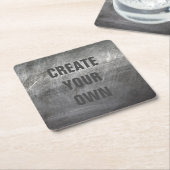 傷付けられたブラシをかけられた金属の質 スクエアペーパーコースター (アングル)