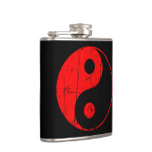 傷付けられた赤くおよび黒いヴィンテージの陰陽 フラスク (右)